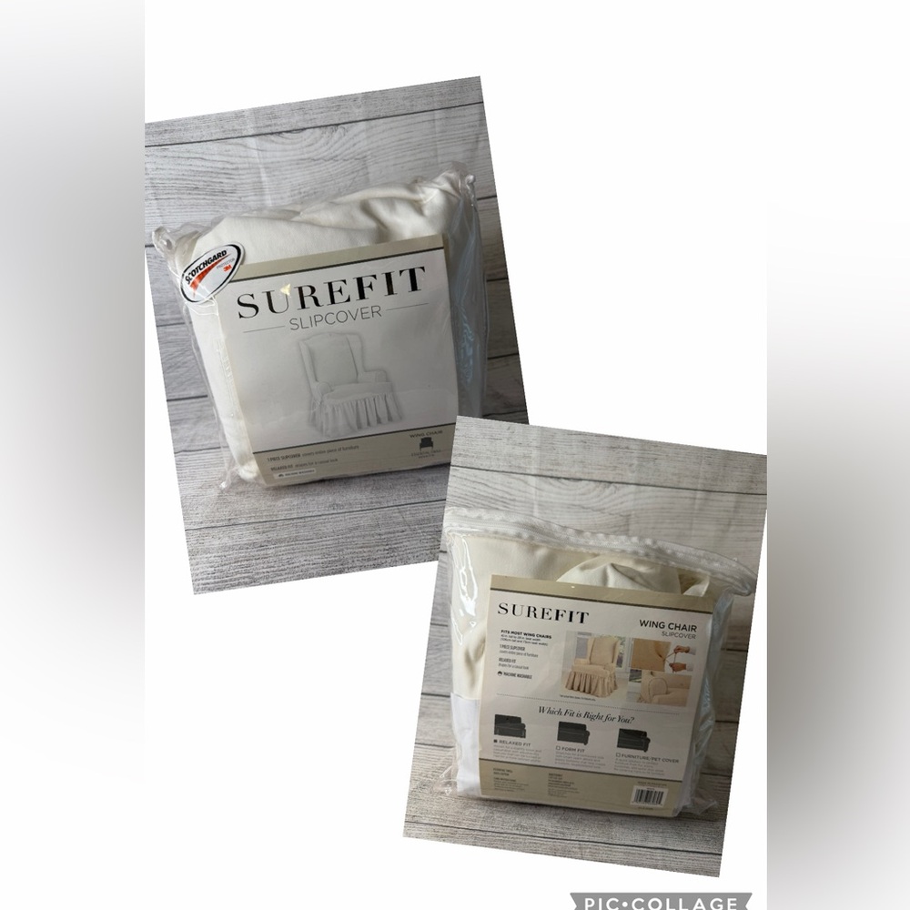 SureFit Essential Twill T-Cushion Wingback Chair Slipcover - Relaxed Fit